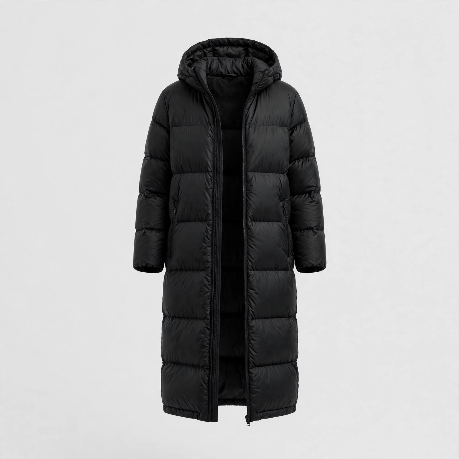 Longline Black Puffer Coat